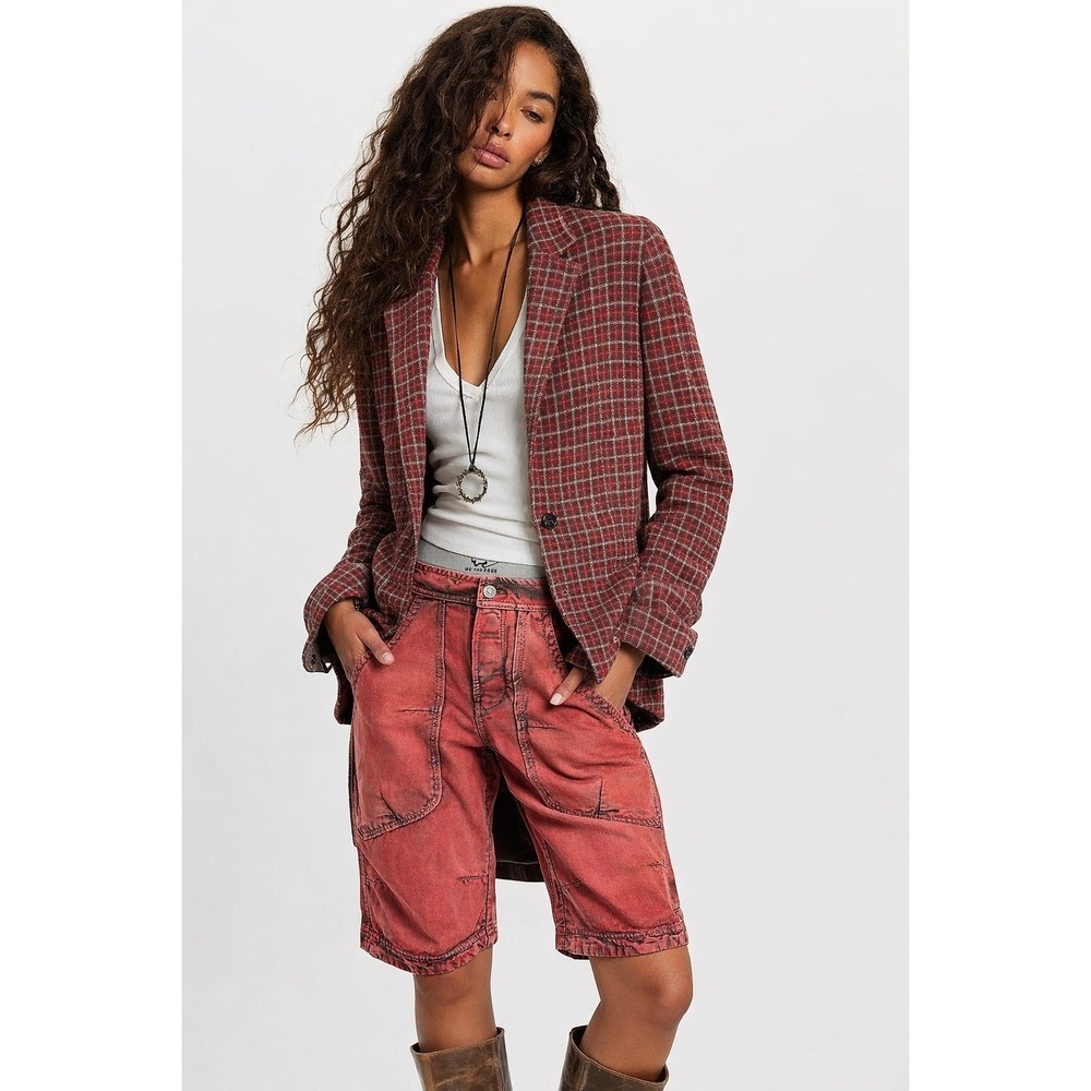 Drumohr Red Plaid Cotton Knit Blazer Jacket Made in Italy Sz:IT48/38US NWT